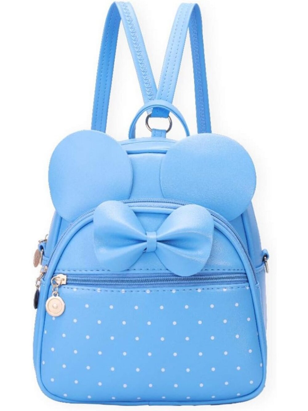 Women Girls L Blue Mini Backpack Cute Bowknot Convertible Shoulder Bag